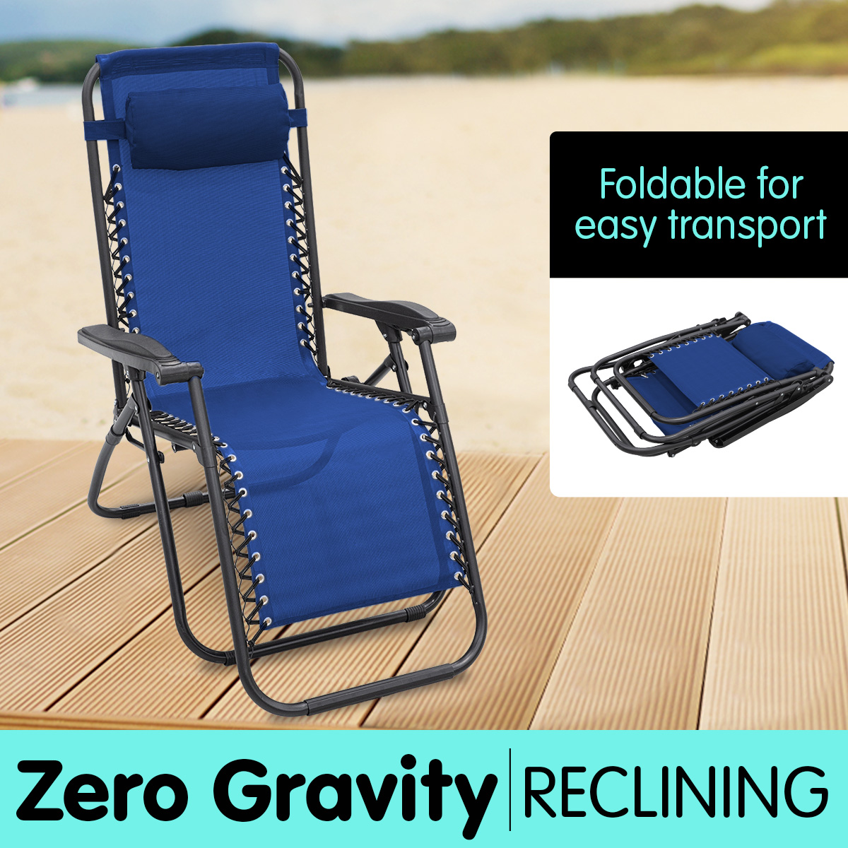 New Zero Gravity Reclining Deck Lounge Sun Beach Chair Outdoor Folding ...